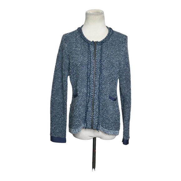 Angel of the North blue grey knit tweed zipper cardigan sweater size small - Picture 14 of 14